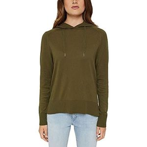 ESPRIT Pullover in hoodie-look van pima-katoen, khaki (dark khaki), L