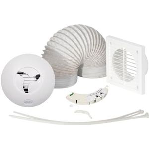 Airflow HTSHWKT15 Afvoerventilator, voor badkamer/douche, voor vochtregulering, met timer