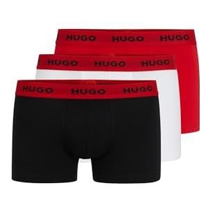 HUGO Heren Trunk Triplet Pack drie-Pack van Stretch-Katoen Trunks met Logo taillebanden, Open Diversen972, M