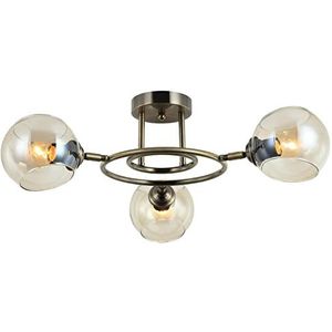 Homemania 80404-02-C03-AB plafondlamp, metaal, glas, goudkleurig, 57 x 57 x 57 cm