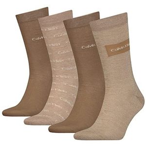 Calvin Klein Herengeschenkdoos, casual sokken, verpakking van 4 stuks, Caramel Combo, One Size
