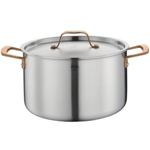 Spring Kookpan GOURMET, meerlaagse pan met deksel van roestvrij staal, geschikt voor de oven, met schaalverdeling aan de binnenkant, Ø 24 cm, hoogte 14 cm, 6,5 liter, roségoud