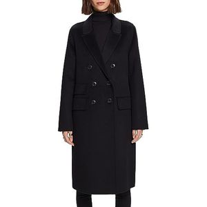ESPRIT Gerecycled: mantel met wol, zwart, M