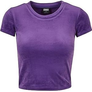 Urban Classics Dames Short Velvet Tee Vrouwen T-Shirt lila Basics, Realviolet, XS