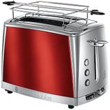 Russell Hobbs Luna Solar Red Broodrooster Rood, Extra Brede Sleuven, Extra Snel, Gemakkelijk Reinigbaar, RVS, 23220-56