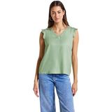Soft Jade Green - Shirttop - Gehaakte Applicatie - V-hals - Korte Mouwen