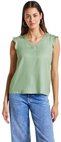 Soft Jade Green - Shirttop - Gehaakte Applicatie - V-hals - Korte Mouwen