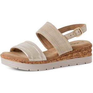 s.Oliver 5-28701-44 Damessandalen met sleehak, Beige kam., 37 EU