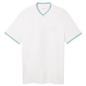 TOM TAILOR Basic piqué poloshirt voor heren met opstaande kraag, 20000 - wit, L