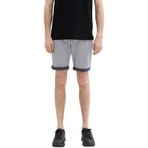 TOM TAILOR Slimfit chinoshorts voor heren met riem, 34882 - White Navy Quilted Dobby, 30