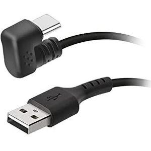 SBS USB-A naar USB-C haakse kabel 180° hoekstekker voor opladen, gegevensoverdracht en gaming met smartphones Samsung, OPPO, Xiaomi, Huawei, 1,8 m, zwart