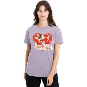mandarin creative ltd Mickey Mouse Vintage Valentijnsdag Luv You Lots! dames T-shirt, lavendar, klein, Lavendel, S