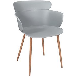 THE HOME DECO FACTORY Grijs, set van 2 Lorens fauteuils, 60 x 54 x 82 cm, polypropyleen, één maat
