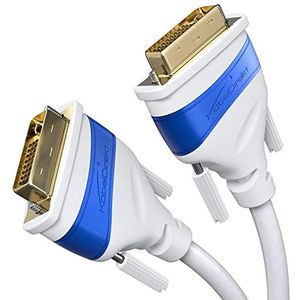 KabelDirekt – Dual Link DVI kabel – met ferrietkern voor storingsvrije signaaloverdracht – 5 m (digitaal DVI-D/24+1 monitor kabel, DVI naar DVI, tot 2560x1600 bij 60Hz of Full HD/1080p, wit)