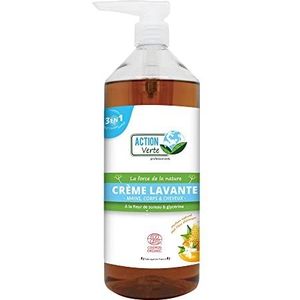 ACTION VERTE - Wascrème – reinigt handen, lichaam en haren – certificering Ecocert, natuurlijke formule – sinaasappelbloesem en honing – 1 l – gemaakt in Frankrijk