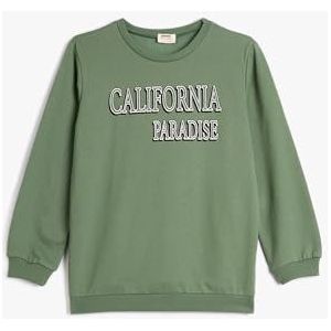 Koton Boys's Long Sleeve Crew Neck City Bedrukt Soft Interieur Sweatshirt, groen (986), 4-5 jaar