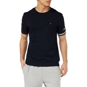 Tommy Hilfiger Heren vlag manchet Tee S/S T-shirts, blauw, L, woestijn hemel, L