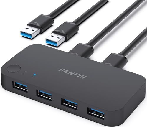 Benfei USB 3.0 Switch - 4 Poorten - KVM Switch - Zwart