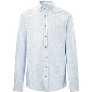 Hackett London Heren geborsteld Oxford gestreept overhemd, Wit (wit/blauw), XL