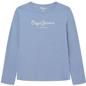 Pepe Jeans Meisje Hana Glitter L/S T-shirt, Blauw (Steel Blue), 18 Jaar
