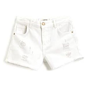 Koton Girls Jean Shorts Zakken Geribbeld Detail Tasseled Cotton, ecru (010), 9-10 Jaren