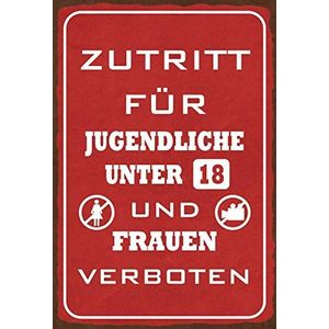 Schatzmix informatiebord Toegang voor jongeren en vrouwen verboden metalen bord Wanddecoratie 20x30cm tin Sign blikken bord, blik, meerkleurig, 20x30 cm