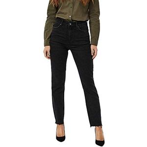 VERO MODA Dames straight-fit VMBRENDA hoge taille recht gesneden jeans, zwart denim, 32W x 32L