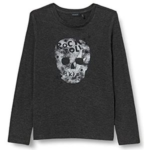IKKS T-shirt, lange mouwen, grijs, antraciet, bedrukt voor meisjes.