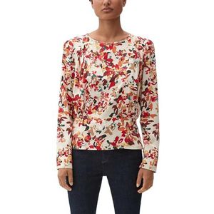 s.Oliver - Blouse - Crème Groen Oranje Rood - Bloemenprint - Lange Mouw