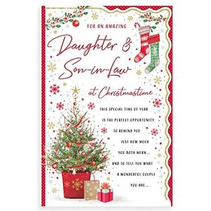 Regal Publishing, C85384 Sentiment kerstkaart dochter & schoonzoon, rood|bruin, 12 x 8