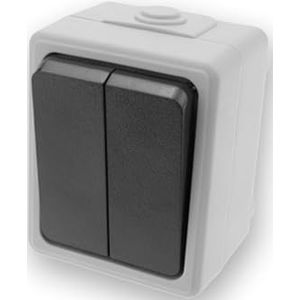 Dubbele schakelaar, waterdicht IP65, 2 posities, 250 V, voor buiten, verlichtingsregeling en elektrische apparaten in vochtige ruimtes.