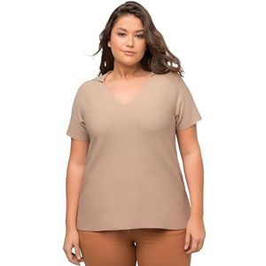 Ulla Popken Damestrui met korte mouwen en polokraag, beige, 42/44 NL