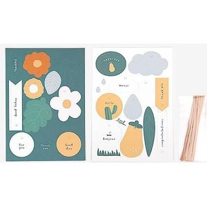 Set van 2 vellen dubbelzijdig karton met voorgesneden etiketten Green Day, 15 x 21 cm.