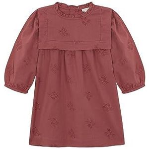 Gocco Jurk van stof met borduurwerk, Donker koraal, 4-5 Jaren