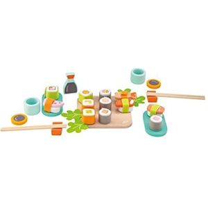 Trudi Sushi-set (32-delig) by Sevi | rollenspel van hout voor kinderen | accessoires nep keuken om te spelen | 29 x 7 x 19 cm | imitatiespellen | model TUE49000