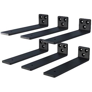 NEODROP 6 inch mini zwevende plankbeugels, zware verborgen beugel voor wanddecoratie, zwart gepoedercoat staal, 6-pack