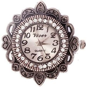 INNSPIRO Metalen horloge met filigraan parels en antiek zilver diameter 30 mm., 30mm, Metaal