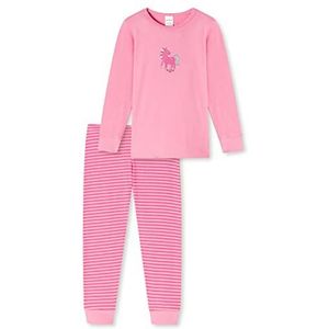 Schiesser Meisjespyjama lang – eenhoorn, sterren, stippen, bosmotieven en heksen – biologisch katoenen pyjamaset, Zacht roze, 140 cm