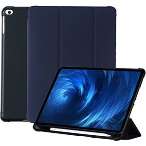 Compatibel met iPad (10,2 inch) tabletbeschermhoes, Y-vormige vouwtas met pensleuf, kan ondersteunen, diepblauw