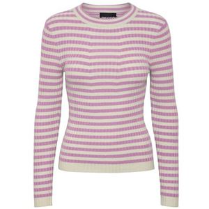 PIECES Gebreide damestrui PCCRISTA, Pastel Lavender/Stripes: berk, XS