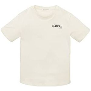 TOM TAILOR T-shirt voor jongens en kinderen met print op de, 12906 - Wool White, 128 cm