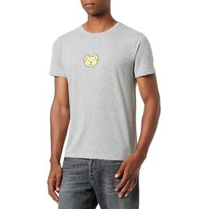 Bona Basics, Digitale print, basic T-shirt voor heren, 70% katoen, 30% polyester, grijs, casual, herenbovenstuk, maat: M, Grijs, M