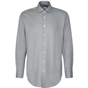 Seidensticker - Herenoverhemd - Turquoise - 100% Katoen - Regular Fit