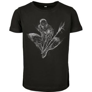 Mister Tee Unisex Kids Spiderman Scratched Tee T-shirt, zwart, 128 cm