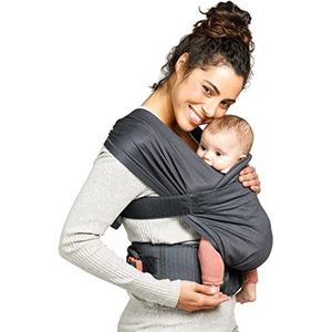 Infantino Hug & Cuddle Verstelbare hybride wrap – Black Soft en Simple Pressure Relief Ergonomische Wrap Carrier met gewatteerde privacy cover en ingebouwde opbergtas voor infants en peuters 7-26lbs