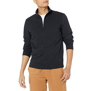 Amazon Essentials Men's Lichtgewicht sweatshirt van Franse badstof met ronde hals en kwartrits, Zwart, XL