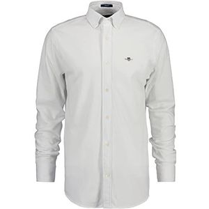 GANT Heren REG Jersey Pique Shirt Klassiek hemd, Wit, Standaard, wit, S