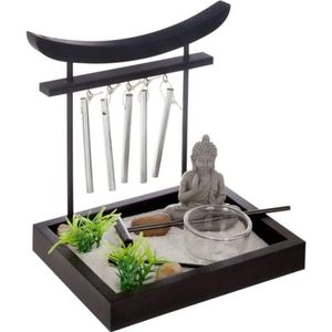 Zen Sculptuur voor de inrichting van je woonkamer, tuin met Boeddha en klokken, element van wooncultuur, zendecoratie voor thuis, 15 x 12 cm