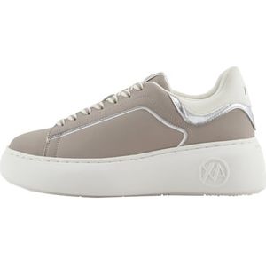 Armani Exchange Super, High Sole Sneakers voor dames, beige + gebroken wit, 35 EU, Beige Off White, 35 EU