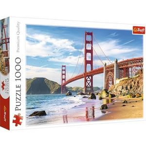 Trefl - Gouden Poortbrug, San Francisco, VS - Puzzel 1000 Elementen - Art Deco, Reizen, Landschap, DIY Puzzel, Creatief Amusement, Plezier, Klassieke Puzzels voor Volwassenen en Kinderen vanaf 12 jaar